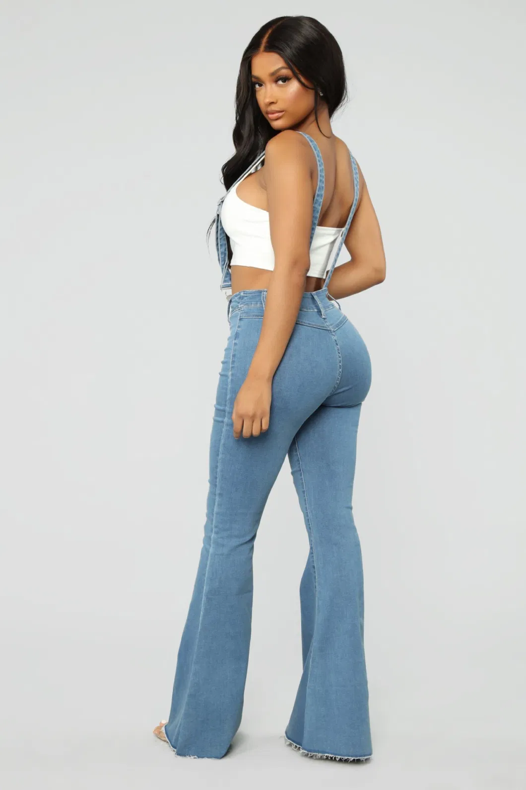 Ladies Stretch Flare Pants Wide Leg Pants Bell-Bottom Denim Jeans