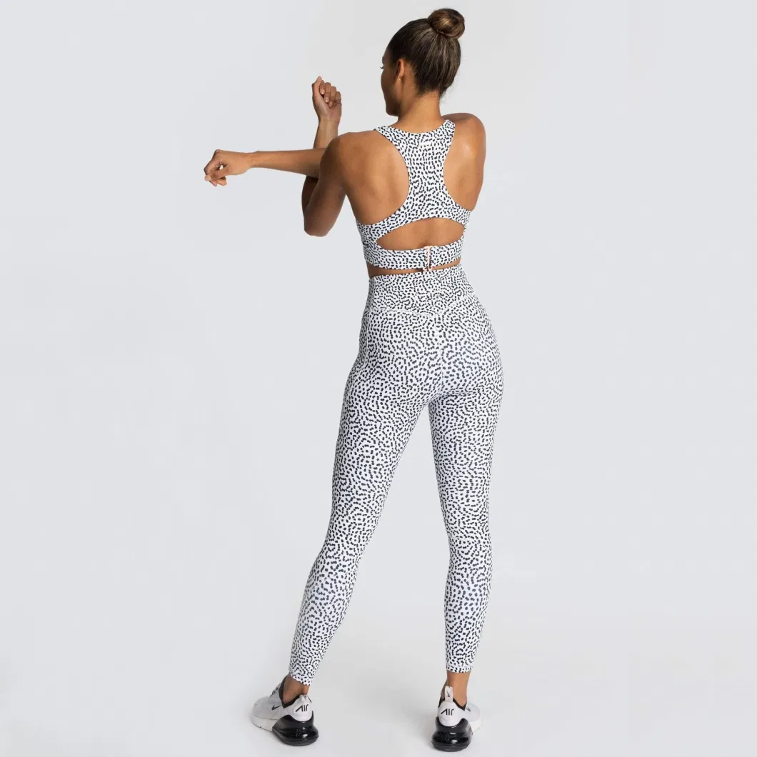 Women′s Spot Printed Sports Yoga Sports Bra Fitness Suit