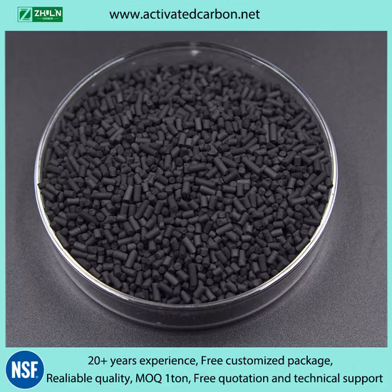4mm 코코넛 석탄 특수 압출 펠렛 컬럼/KOH, Ki, Naoh, 구리, ASTM 표준을 함침시킨 석탄으로 만든 입상 활성탄